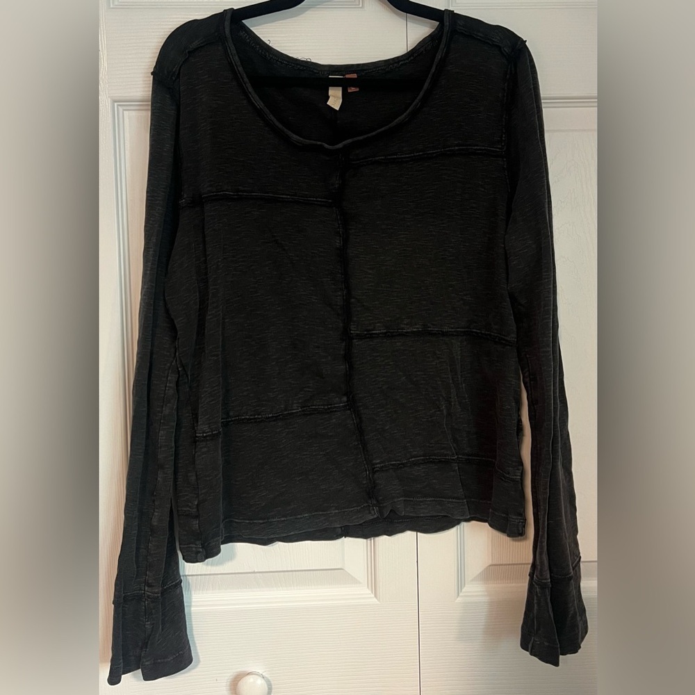 Pilcro Long-Sleeve Patchwork Top